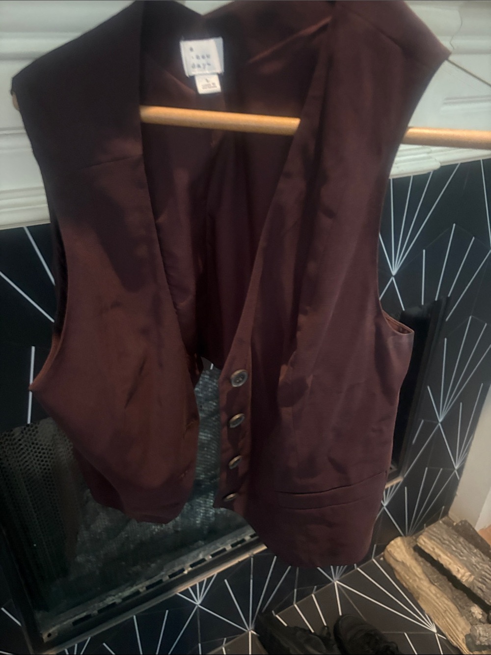 a new day Women's Dark Burgundy Button Vest